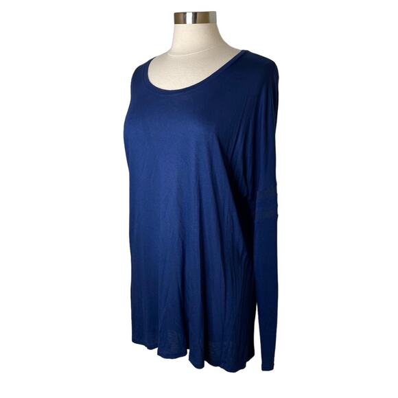 Vince Navy Mesh Insert Drop Shoulder Long Sleeve Tee Women’s Size Large - Picture 5 of 9